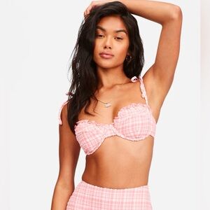 NWT Billabong pink tide ruffle underwire bikini top